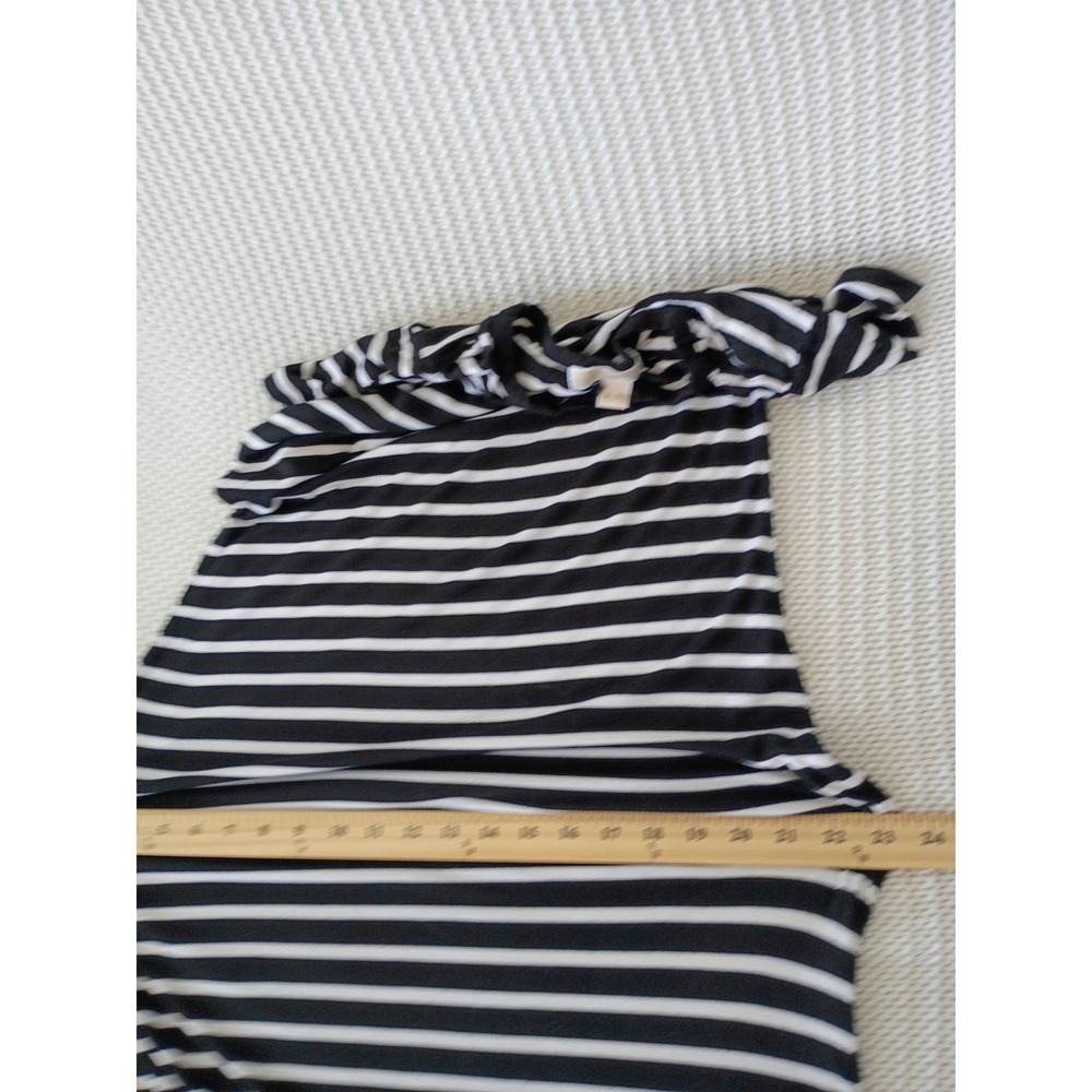 Michael Kors Nautical Black White‎ Cotton Striped Short Slve Maxi Dress Fits S/M - Picture 12 of 13